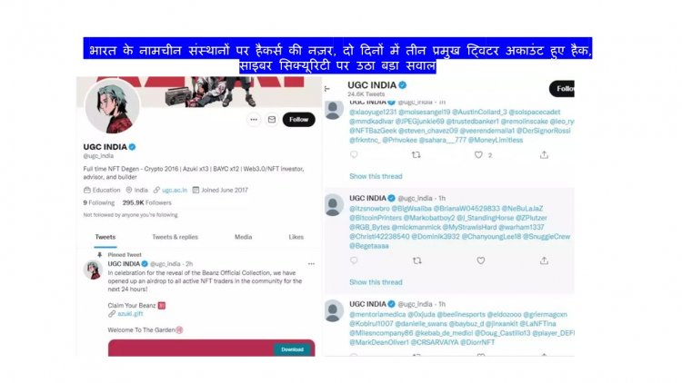 भारत के नामचीन संस्थानों पर हैकर्स की नज़र, दो दिनों में तीन प्रमुख ट्विटर अकाउंट हुए हैक, साइबर सिक्यूरिटी पर उठा बड़ा सवाल