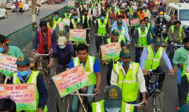 स्वच्छ सर्वेक्षण 2021: पटना नगर निगम के सफायी कर्मियों ने निकाली साइकिल रैली, आम जन से की शहर की स्वच्छता बनाए रखने की अपील l