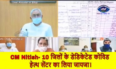 CM Nitish वीडियो कॉन्फ्रेंसिंग के माध्यम से 10 जिलों के डेडिकेटेड कोविड हेल्थ सेंटर का लिया जायजा।
