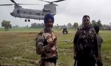 उड़ने को तैयार हुआ बक्सर के खेत में इमरजेंसी लैंड हुआ वायुसेना का हेलीकॉप्टर