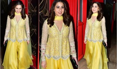 Sara Ali Khan ने ईद से पहले कराया चांद का दीदार, येलो शरारा सूट में दिखाईं दिलकश अदाएं