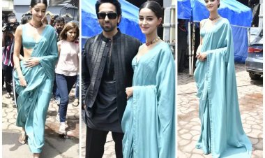 Dream Girl 2 प्रमोशन में नीली साड़ी पहनकर निकलीं Ananya Panday, ट्रोल्स बोले, 'पल्लू तो संभाल